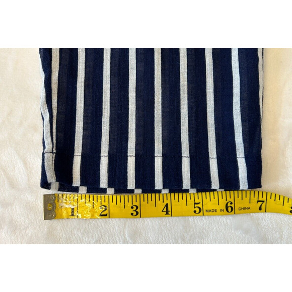 J Crew Women's Pull-On Cotton Drawstring Pant Size L Blue Striped Pockets Beach - Picture 6 of 9